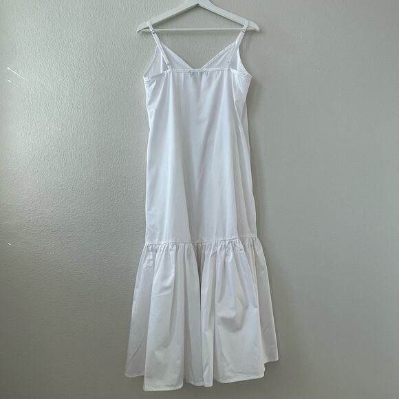 DKNY Womens White Linen Blend Maxi Dress V-Neck Tiered Clean Classic Size Medium - Picture 4 of 7